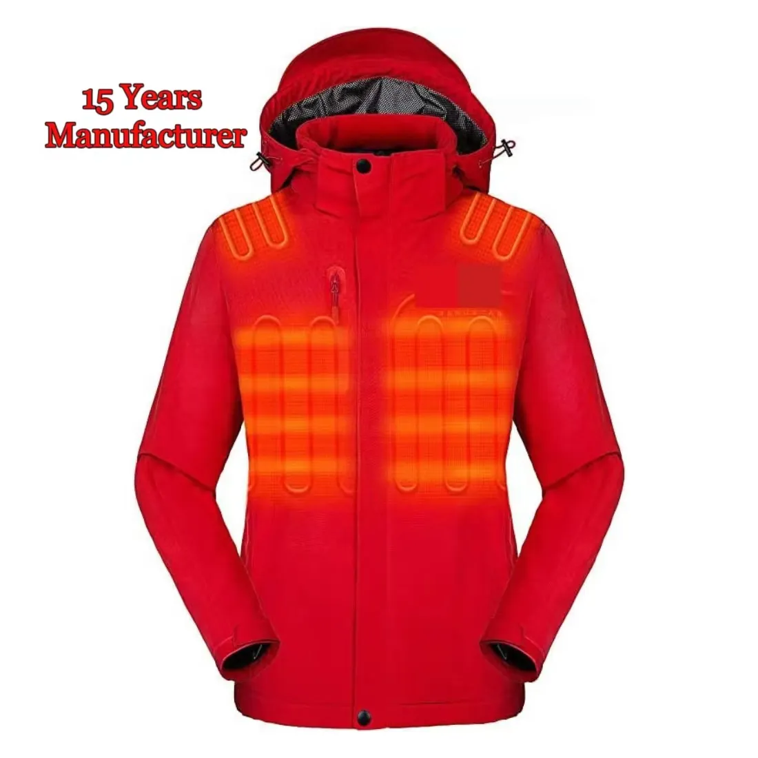 Yeni akıllı 7.4V elektrikli ısıtmalı ceket 3 sıcaklık kontrolü su geçirmez artı boyutu uzun ve baskılı Polyester sıcak ısıtmalı giyim