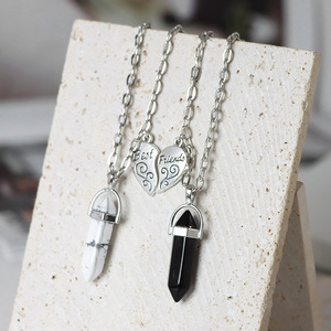 Gran oferta, mejores amigos, accesorios de corazón de plata neutra, joyería Punk, collar con Colgante de Piedra geométrica multicolor, regalos para mujeres - Product Image 6