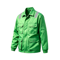 Veste de travail réfléchissante verte personnalisée OEM, ANSI, multi-poches, résistante à l'usure, vêtements de travail pour le printemps et l'automne, uniforme de jardinage et d'entretien