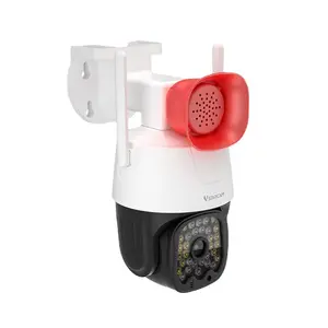 Kamera WIFI 1080P FHD, dengan penglihatan malam warna penuh Loudspeaker Alarm tahan air interkom ganda kamera pengawasan luar ruangan PTZ