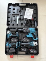Juego de Herramientas Manuales Inalámbricas Industriales 4 en 1 HIERKIN para Profesionales con Llave de Impacto, Taladro y Amoladora Angular, Motor sin Escobillas y Maletín Rígido