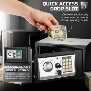 20E H20cm Small Safe <b>Box</b> with Drop Slot Electronic Drop Safe <b>Box</b> for Money with Digital Combination Keypad <b>Lock</b> - Product Image 6
