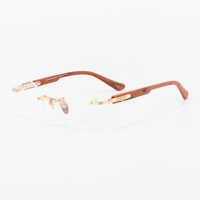 Nuevas Monturas de Gafas para Hombre de Diseño Especial sin Montura con Lentes Ópticas de Prescripción en Negro y Dorado, Marca de Lujo Y2k, Pedidos en Línea