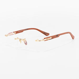 Nuevas Monturas de <span class=keywords><strong>Gafas</strong></span> para Hombre de Diseño Especial sin Montura con Lentes Ópticas de Prescripción en Negro y Dorado, Marca de Lujo Y2k, Pedidos en Línea - Product Image 2