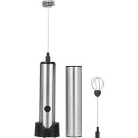 Mousseur à lait portatif, mousseur à lait électrique avec 2 fouets, 3 vitesses, mixeur à boissons rechargeable, mousseur à café électrique avec support
