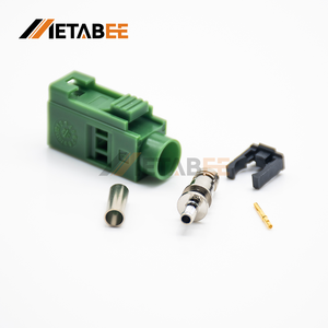 Conector Hembra FAKRA E Verde Tipo Crimpado y Soldadura para Cable Coaxial RG316 RG174 de 50 Ohmios, Aplicación para Antena de TV de Coche y Telemática - Product Image 1