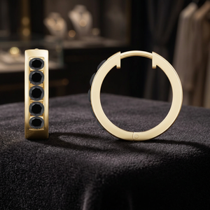 Pendientes de Aro Vintage de Oro 10K 14K 18K y Plata 925 935 con Diamantes Naturales Negros para Mujer, Chapados en Rodio, Regalo para Uso Diario - Product Image 1