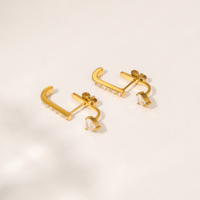 Anting-anting Korea mini unik gaya boho baru dengan zircon es, imut, berlapis emas 18k PVD, antialergi, terbuat dari baja tahan karat, perhiasan Dazan.