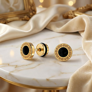 Pendientes de Acero Inoxidable 316L Antideslustre con Diseño de Disco Redondo de Meandro Griego, Accesorios para Piercing de Hélice y Lóbulo, Regalo - Product Image 6