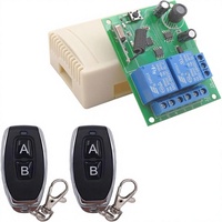 Interrupteur RC sécurisé DC 12V/24V/30V 433MHz RF, carte récepteur relais 10A, 2 télécommandes, portée 100m, pour moteur/lumière/porte/porte de garage en métal
