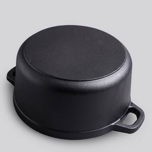 Durabilité chinoise 26cm casserole pré-assaisonnée noire ronde double poignées casserole de cuisson en fonte marmite à soupe marmite - Product Image 5