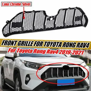 Chrome Silver Car Front Upper Grille <b>Grill</b> <b>for</b> Toyota Rong Rav4 2019 2020 2021 Front Bumper Honeycomb <b>Mesh</b> Centre <b>Grill</b> Panel - Product Image 1