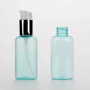 Garrafa de loção corporal personalizada 80ml, embalagem de plástico vazia, garrafa azul para bomba de óleo essencial, garrafa de loção para creme e shampoo