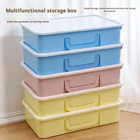 Boîte de rangement rectangulaire en plastique durable, grande capacité, gain de place, avec couvercle, pour vêtements, papeterie, sous-vêtements, organisateur