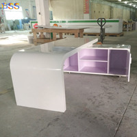 Bureau de direction en forme de L, sur mesure, mobilier de bureau de direction haut de gamme, plateau en marbre blanc, bureau et armoire