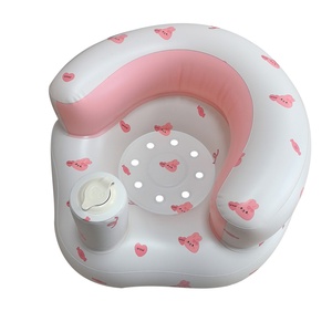 Modern Infant Feeding Tray Chair Air Pump Kids' Blow-up <b>Inflatable</b> Back Support <b>Sofa</b> Bear Head Print Babies' Seat for Toddlers - Product Image 5