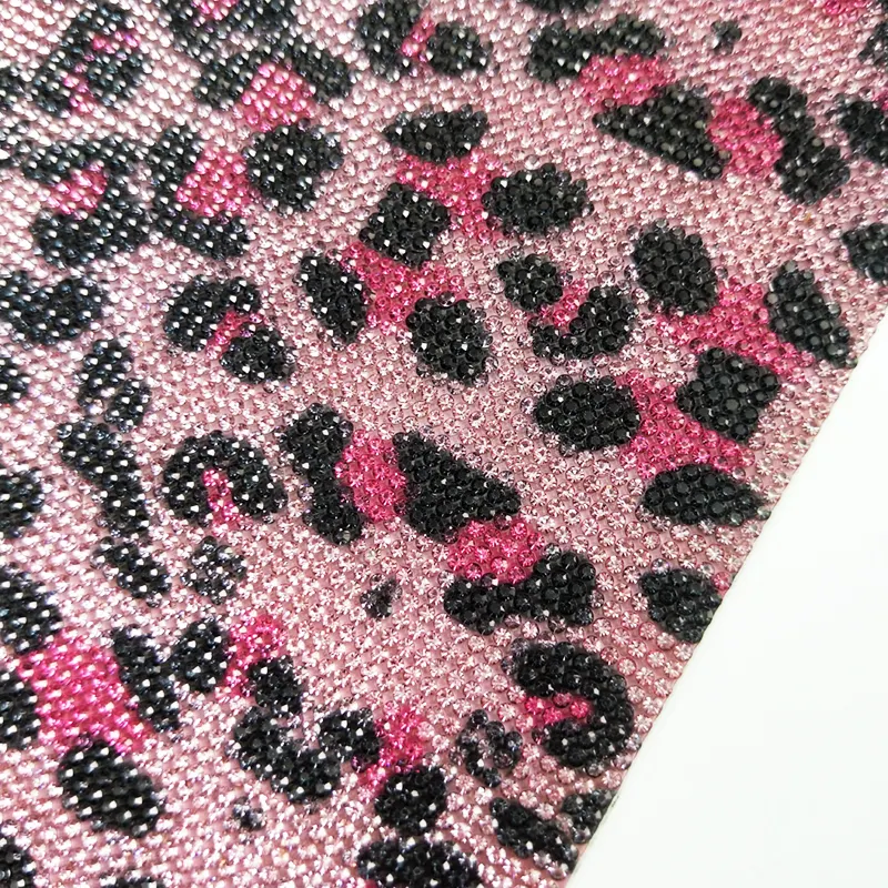 SS6.5 Glass Crystal Leopard Print Hot Fix Crystal Sheets Adhesive Rhinestone Sheet For Cell Phone Computer Case