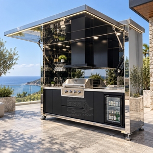 Portable Small Stainless Steel Outdoor Kitchen Cooking Station With Storage Shelves For Backyard Patio And Garden - Product Image 6