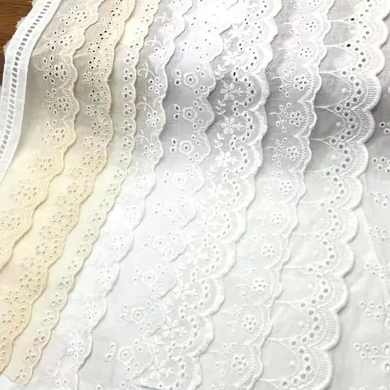 factory wholesale hot sale lace trim border embroidery cotton