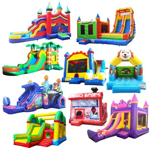 Forest Theme Inflatable Funpark Bouncy Castle with slide and pop ups for kids Giant Inflatable Playground for sale