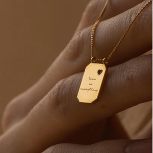 Love Is Everything collana cuore cavo Charm fede scritta a mano messaggi personalizzati inciso Pvd placcato oro Anti appannamento - Product Image 3