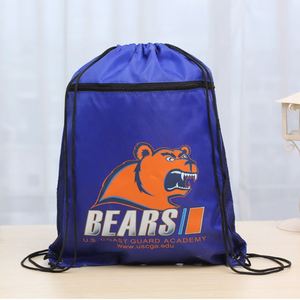 Custom Logo 210D Polyester <b>Drawstring</b> Sports <b>Backpack</b> Waterproof and Foldable Promotional Bags - Product Image 1