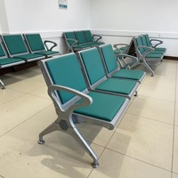 Sillas de Espera para Clientes, Precio de Fábrica, para Exteriores, Aeropuertos, Hospitales, Centros Comerciales, Escuelas, Salones, Oficinas, Asientos en Línea, Hierro, PVC, Cojín de Cuero, 3 Plazas