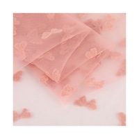 Tissu en dentelle suisse rose 20D floqué 19 g/m² ultra-fin 100 % polyester pour jupe, vêtement, tulle doux imprimé effet soie