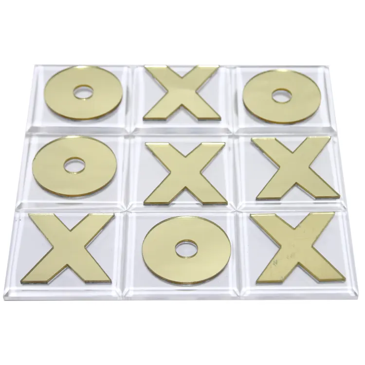 Classic Adults And Children Usually Play Tic-Tac-Toe Game With Mirror Pieces Clear Acrylic Tic-Tac-Toe Board Set