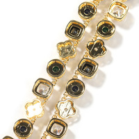 Collier Hip Hop en laiton plaqué or pour hommes et femmes, zircon cubique glacé, trèfle à quatre feuilles, diamant, fleur, chaîne à la mode