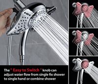 Douche à main avec 9 jets de pluie, combo 2 en 1, pomme de douche détachable