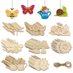 Cruz frontera madera primavera jardín DIY pintura artesanía colgante niños dibujo juguetes con insecto libélula mariposa <span class=keywords><strong>caracol</strong></span> - Product Image 1