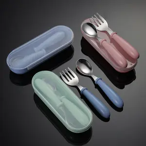 BPA ฟรีเด็ก Flatware อุปกรณ์สําหรับเด็กวัยหัดเดินเด็กเครื่องเงินเด็กชุดส้อมและช้อนส้อมเด็กชุดช้อนส้อมเด็ก