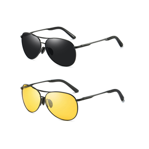 Tùy chỉnh photochromic ống kính kim loại cổ điển Kính mát với tầm nhìn ban đêm cho nam giới và phụ nữ vàng/bạc khung phân cực TAC ống kính - Product Image 1