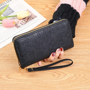 Women's Hand Painted Floral Embossed Leather Wallet Long Wallet Credit Card Holder with Coin Clutch Purse <b>Simple</b> Trendy Design - Product Image 6