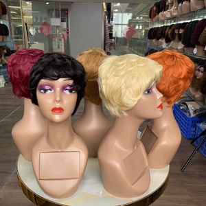 Pelucas Cortas de Cabello Humano Liso con Flequillo, Cabello Virgen Brasileño, Corte Pixie # Pelucas de Cabello Humano Rubio 613 Económicas para Mujeres Negras - Product Image 4