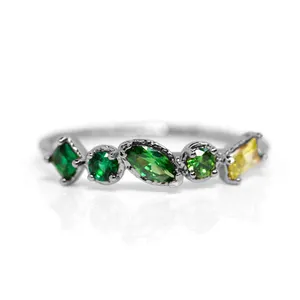 Milskye Colorful Month Birthstone Emerald Ring Birthday Gift Women Wedding Rings