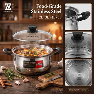 Olla de Cocina de Acero Inoxidable de Fondo Único con Forma de Arco, Cazuela <span class=keywords><strong>para</strong></span> Sopa de 18cm-24cm con Tapa Transparente Visible, Precio de Fábrica, MOQ de 4 Piezas - Product Image 2