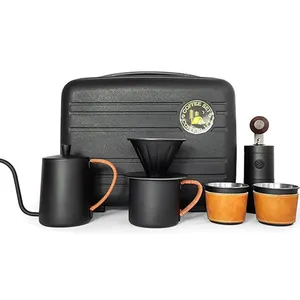 Portable coffee maker set espresso accessories barista tool travel bag manual coffee grinder pot kettle equipment set