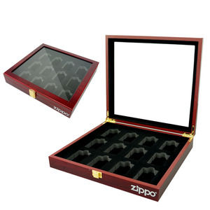 Espositore per accendini in legno a singolo strato rettangolare fatto a mano e scatola regalo 10 posizioni per <span class=keywords><strong>accendino</strong></span> <span class=keywords><strong>Zippo</strong></span> collezione per narghilè - Product Image 1