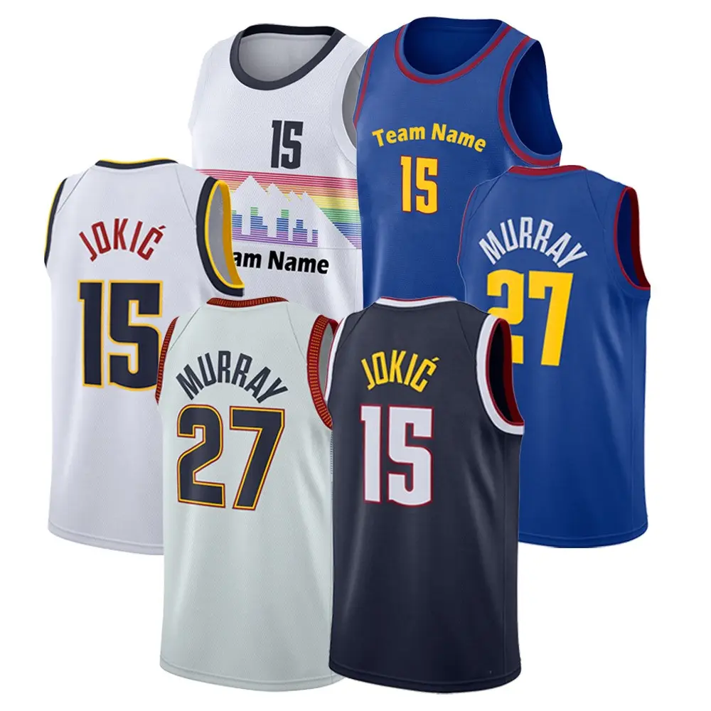 Neues genähtes amerikanisches Basketballtrikot Denver #15 Nikola Jokic #27 Jamal Murray Großhandel fertiges Lagertrikot