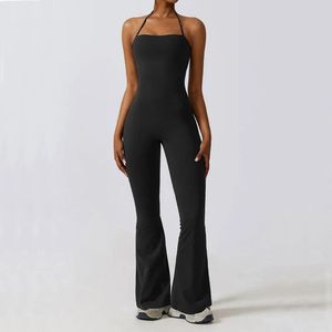 Body de sport une pièce pour <span class=keywords><strong>femme</strong></span> en gros grande taille Compression Halter Gym Leggings évasés <span class=keywords><strong>Combinaison</strong></span> Fitness Workout Yoga Romper - Product Image 4