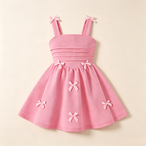 <span class=keywords><strong>Robe</strong></span> sans manches pour filles avec nœud décoratif, corsage plissé, coupe trapèze, vêtement décontracté d'été, service personnalisé ODM, usine <span class=keywords><strong>Moda</strong></span> - Product Image 2