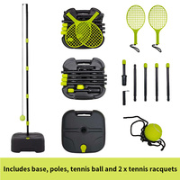 Set Permainan Tenis Portabel Anak untuk Luar Ruangan, Turnball Swing Ball Trainer, 1 Tiang 2 Raket 1 Bola, Bahan PE Tahan Lama, untuk Anak Usia 8+