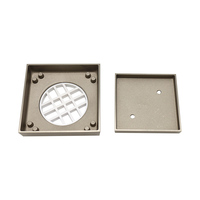 Siphon de sol carré en laiton nickelé poli pour salle de bain, avec insert de carrelage dissimulé, pour douche