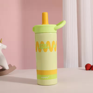 New Vacuum Insulated 316 Stainless Steel Travel <b>Mug</b> Modern Minimalist Design Portable Handle Stylish Straw Lidwholesale for - Product Image 2