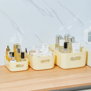 Desktop Storage Box Rectangle Plastic <b>Basket</b> For Cosmetics Snacks Household Toys Dormitory Use Small Medium <b>Large</b> Cream Color - Product Image 4