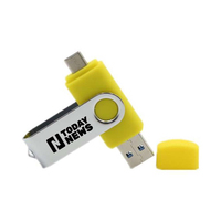 Logo Kustom Flash Drive USB Tipe C OTG Logam Baru, Pendrive Putar, Kompatibilitas 2.0, 32GB 64GB 128GB 256GB 512GB