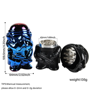 Meilleures ventes transfrontalières : Grinder classique Vader en alliage de zinc noir et blanc, broyeur de fumée pour accessoires - Product Image 6