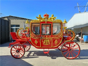 Chariot en or rouge avec statut Royal 8 Horse Draw Carriage Manufacturer Horse Wagon - Product Image 4